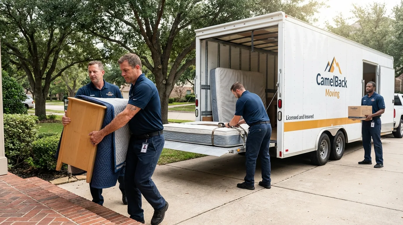Crew loading residential truck for cross-state move from Loomis, CA