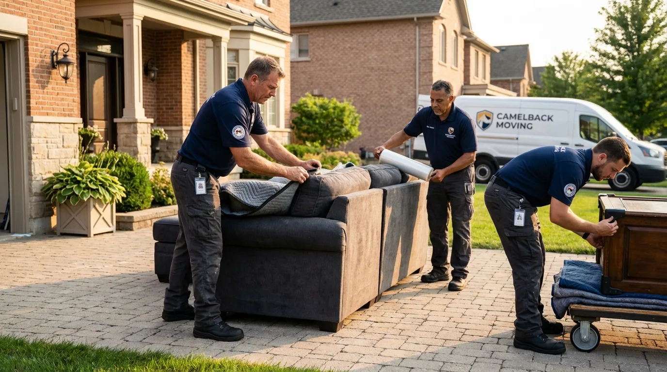 Large estate moving crew wrapping furniture in Loomis, CA
